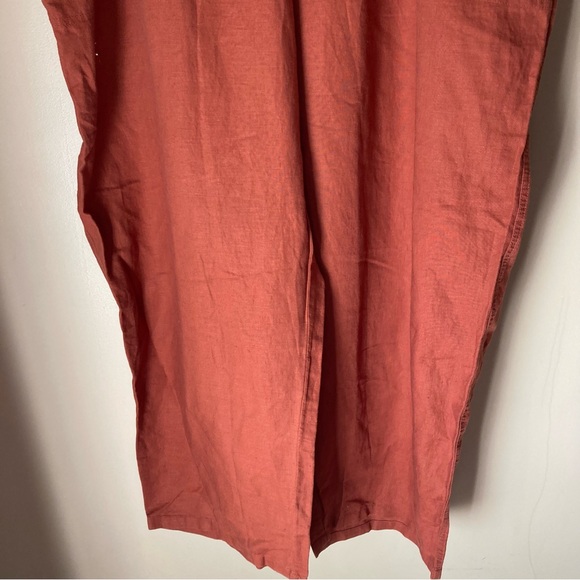 Amazon Essentials Women's Rust Color Wide Leg Linen Pants - Picture 5 of 10